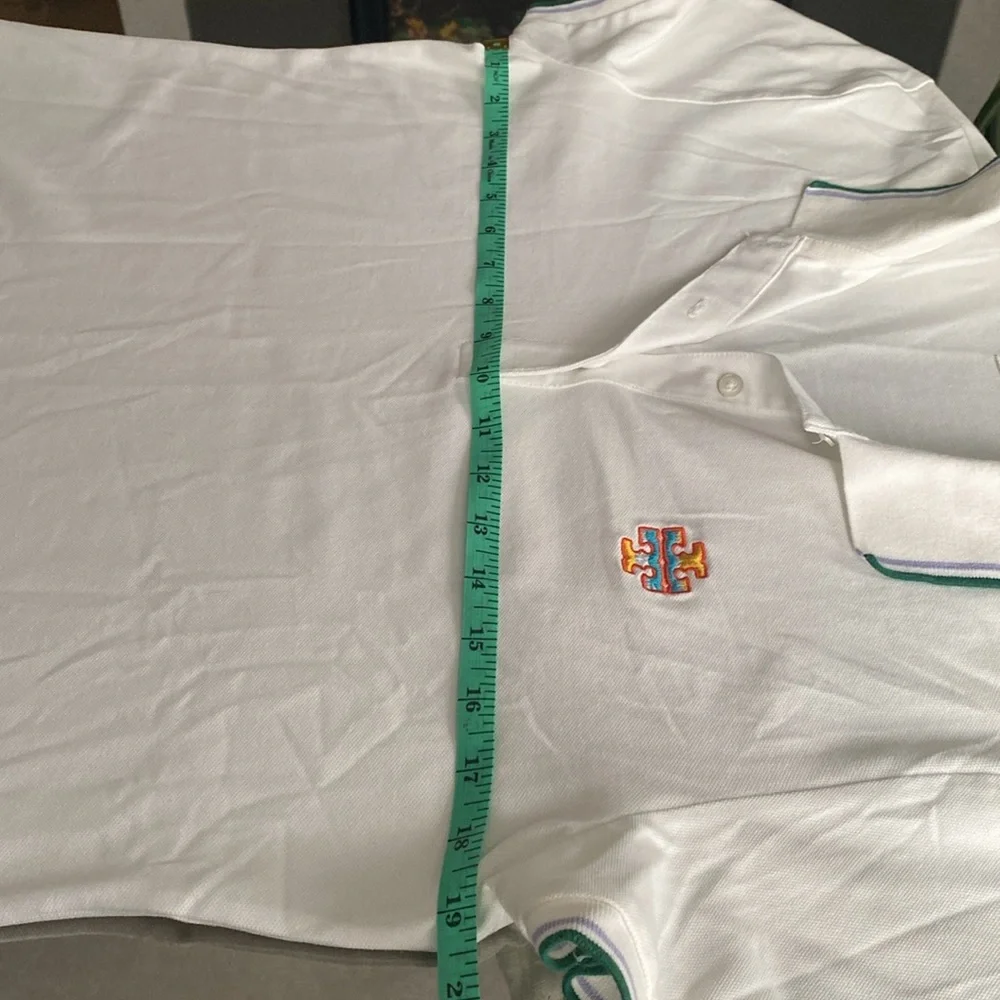 Tory Sport White Polo Shirt with Multicolor Trim - Picture 4 of 8